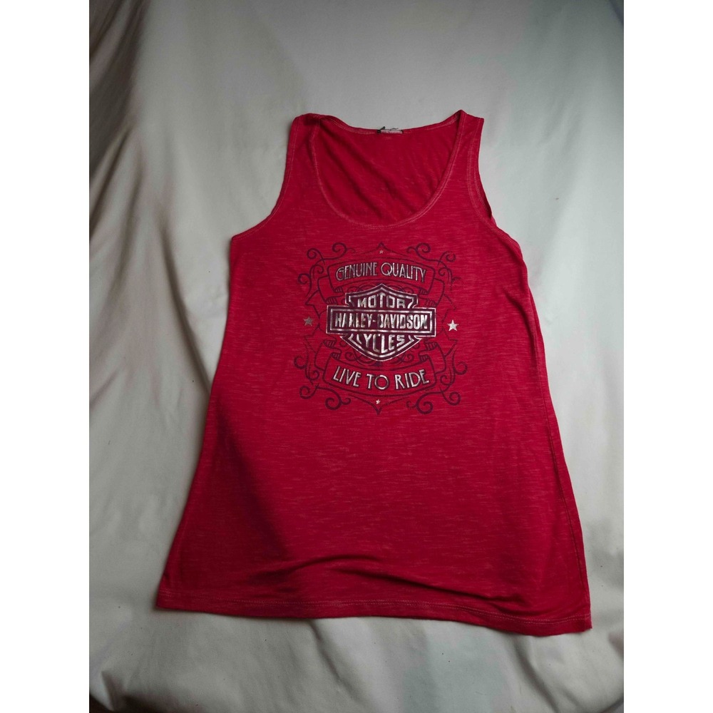 Vintage Y2K Harley-Davidson Outpost Pueblo Colorado Tank Top Womens L Red Biker